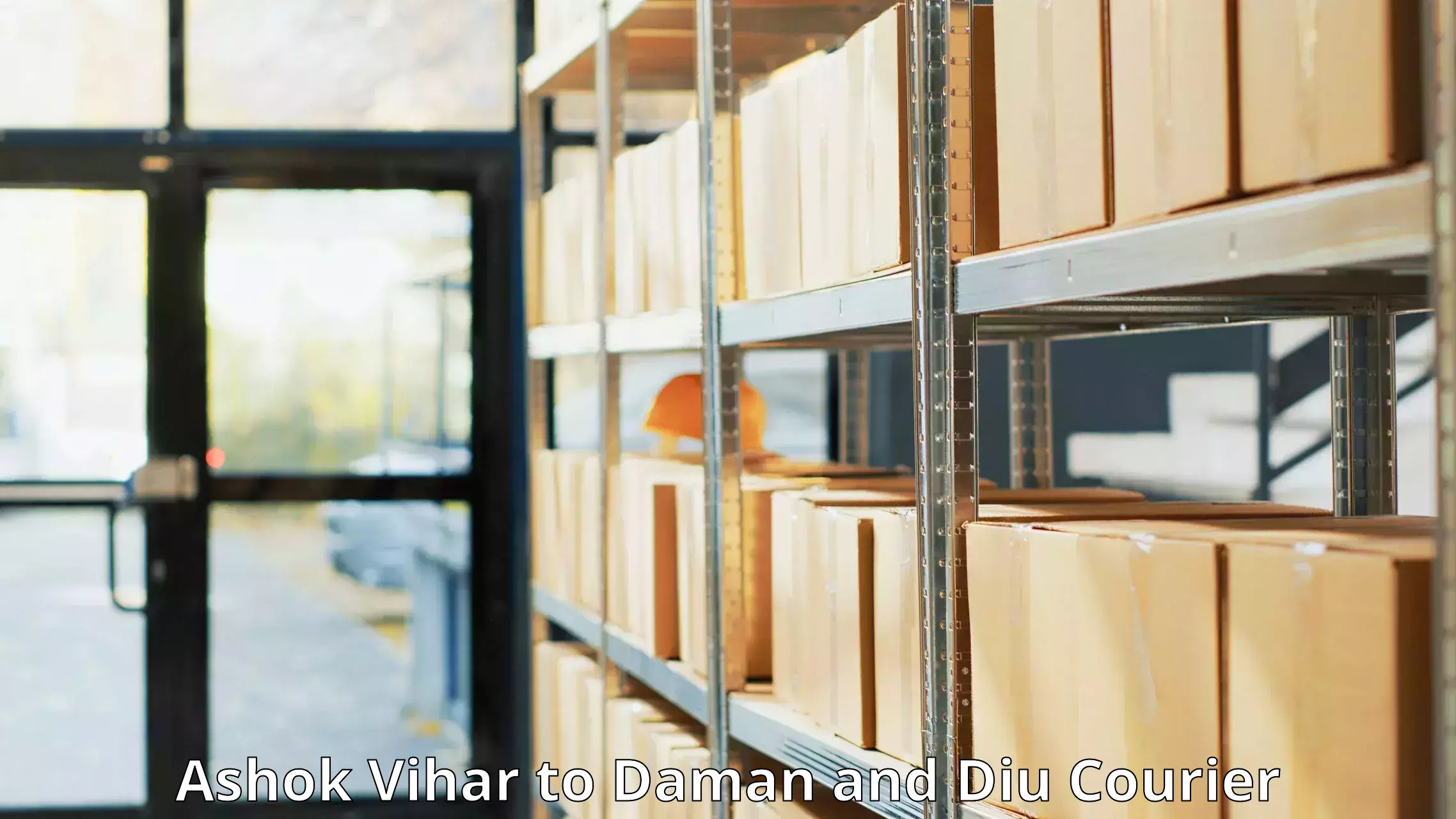 Cost-effective courier options Ashok Vihar to Daman and Diu