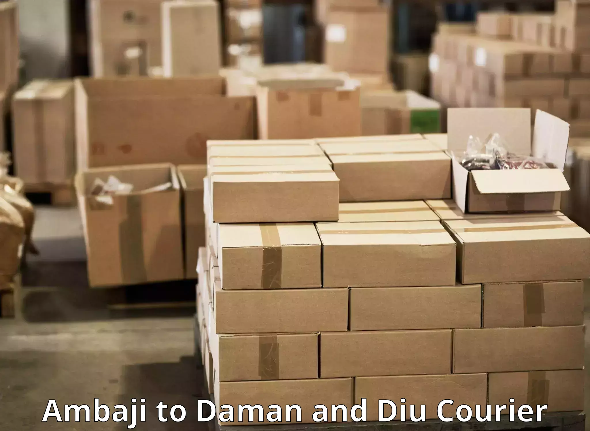 Expedited parcel delivery Ambaji to Daman
