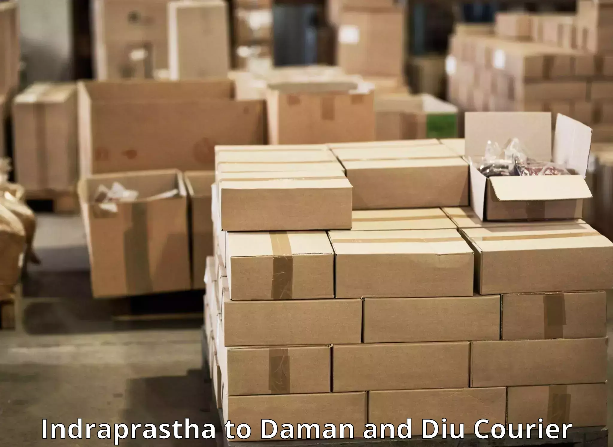 Express courier facilities in Indraprastha to Diu