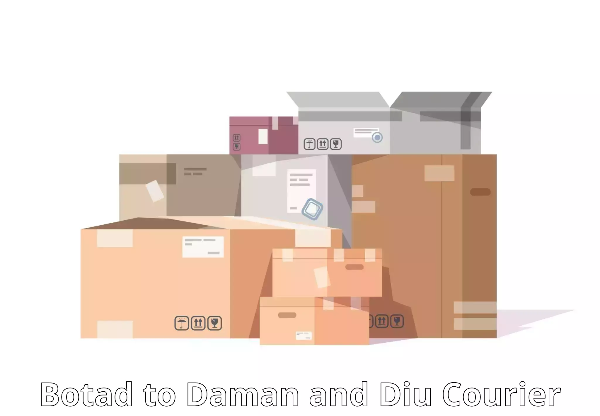 Full-service courier options Botad to Daman and Diu